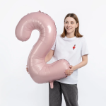 Шар (40''/102 см) Цифра, 2 Slim, Пыльная роза, 1 шт. в уп., 224586