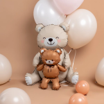 Шар (37''/94 см) Фигура 3D, Сидячий мишка с медвежонком, Сатин, 1 шт. в уп., 27520