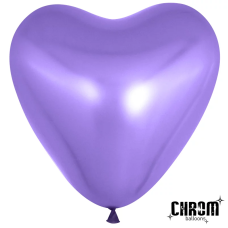 Шар (10''/25 см) Сердце, Фиолетовый, хром, 50 шт.