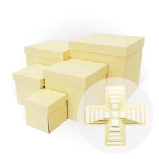 Набор коробок WOW - Сюрприз, Текстура рогожки, Слоновая кость, 21*21*21 см, 5 шт. в упак. , Д11003.066