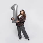 Шар (40''/102 см) Цифра, 1 Slim, Лунное Серебро, Матовый, 1 шт. в уп., B901911MMS