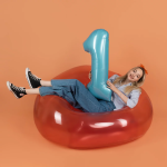 Шар (40''/102 см) Цифра, 1, Голубой, Матовый, 1 шт. в уп., 24111