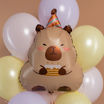 Шар (27''/69 см) Фигура, Капибара с тортиком, 1 шт. в уп., 26403P