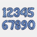 Шар (34''/86 см) Цифра, 0 Клеточки, Голубой/Синий, 1 шт. в уп., 26630