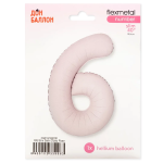 Шар (40''/102 см) Цифра, 6 Slim, Пыльная роза, Сатин, 1 шт. в уп., C901916SDR