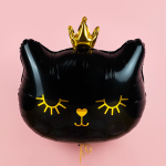 Шар (29''/74 см) Фигура, Котенок Принцесса, Черный, 1 шт., 19771