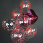 Шар (18''/46 см) Сфера, Deco Bubble, Красные звезды, Прозрачный, Кристалл, 1 шт. в уп., 5514189