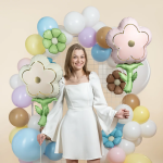 Шар (33''/84 см) Цветок, Кремовый, 1 шт., 27474