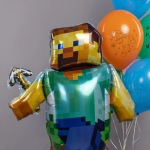 Шар 3D (59''/150 см) Фигура на подставке, Пиксельный герой, 1 шт. в уп., 27734