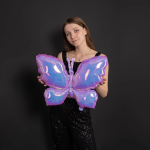 Шар (26''/66 см) Фигура, Бабочка (надув воздухом), Сиреневый, Хамелеон, 1 шт. в уп., 24986