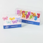 Свечи Буквы С Днем Рождения, Яркий глиттер, Ассорти, с блестками, 2,5 см, 1 шт. с держат., 802670