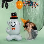 Шар 3D (58''/147 см) Фигура на подставке, Привидение в цилиндре, 1 шт. в уп., 24355