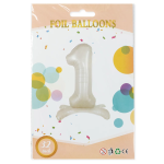 Шар (32''/81 см) Цифра на подставке, 1, Белый песок, 1 шт. в уп., 27511