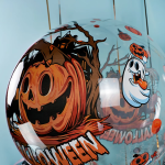 Шар с клапаном (18''/46 см) Сфера, Хэллоуин, Страшная тыква, Прозрачный, Кристалл, 1 шт. в уп., 518020