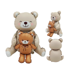 Шар (37''/94 см) Фигура 3D, Сидячий мишка с медвежонком, Сатин, 1 шт. в уп., 27520