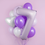 Шар (40''/102 см) Цифра, 7, Сиреневый, Сатин, 1 шт. в уп., 23977
