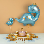 Шар (14''/36 см) Мини-фигура, Динозаврик в короне, Голубой, 1 шт., G72169