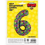 Шар (34''/86 см) Цифра, 6 Game Party, 1 шт. в уп., 501556