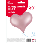 Шар (24''/61 см) Сердце, Люкс, Розовый, Сатин, 1 шт. в уп., 24844P