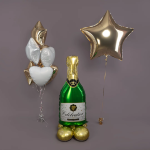 Шар 3D (51''/130 см) Фигура на подставке, Бутылка Шампанское, 1 шт. в уп., 26204