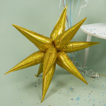 Шар 3D (26''/66 см) Звезда, Составная, Золото, Голография, 1 шт. в уп., 23966