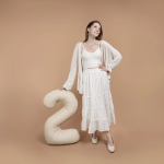 Шар (40''/102 см) Цифра, 2 Slim, Кремовый Латте, Матовый, 1 шт., 901912MCL