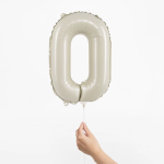 Шар с клапаном (16''/41 см) Мини-цифра, 0, Белый песок, Сатин, 1 шт., 26150