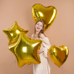Шар (32''/81 см) Сердце, Золото, Металлик, 1 шт., 27249