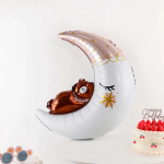Шар (34''/86 см) Фигура, Полумесяц с медвежонком, 1 шт. в уп., 23553P