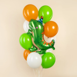 Шар (29''/74 см) Фигура, Динозавр в колпачке, Зеленый, 1 шт., 19647