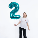 Шар (34''/86 см) Цифра, 2 Slim, Тиффани, 1 шт. в уп., 131402