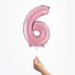 Шар с клапаном (16''/41 см) Мини-цифра, 6, Розовый, Матовый, 1 шт., 23416