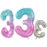 Шар (34''/86 см) Цифра, 3 Нежные искры, Розовый, Градиент, 1 шт. в уп., 131033