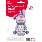 Шар (37''/94 см) Фигура 3D, Зайка с кексиком, Сиреневый, 1 шт. в уп., 24545