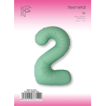 Шар (40''/102 см) Цифра, 2 Slim, Мятный, Матовый, 1 шт. в уп., B901912MM