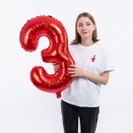 Шар (32''/81 см) Цифра, 3, Красный, 1 шт. в уп., 131383