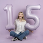 Шар (40''/102 см) Цифра, 1, Сиреневый, Сатин, 1 шт. в уп., 23971