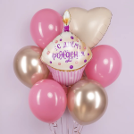 Шар (31''/79 см) Фигура, Кекс на День Рождения, Розовый, 1 шт. в уп., 13332