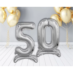 Шар (32''/81 см) Цифра на подставке, 5, Серебро, 1 шт. в уп., 134015