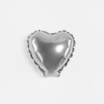 Шар с клапаном (5''/13 см) Микро-сердце, Серебро, Металлик, 1 шт., 27227