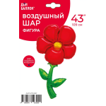 Шар (43''/109 см) Цветок, надув воздухом, Красный, 1 шт. в уп., 27122P