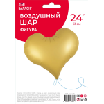 Шар (24''/61 см) Сердце, Люкс, Светлое золото, Сатин, 1 шт. в уп., 24842P