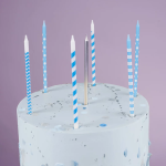 Свечи Точки и полосы, Голубой/Серебро, Металлик, 0,55*14,5 см, 10 шт., 630267