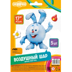 Шар с клапаном (17''/43 см) Мини-фигура, Смешарики, Крош, 5 шт. в уп., 515114