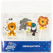Набор свечей Фигура, Джунгли, 6 см, 5 шт. с держат., 700189