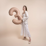 Шар (40''/102 см) Цифра, 3 Slim, Винтажная роза, Матовый, 1 шт. в уп., B901913MVR