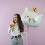 Шар (29''/74 см) Фигура, Котенок Принцесса, Белый, 1 шт., 23102