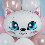 Шар (25''/64 см) Фигура, Белая кошечка, 1 шт. в уп., 227532