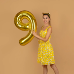 Шар (40''/102 см) Цифра, 9, Золото, Металлик, 1 шт. в уп., 24089