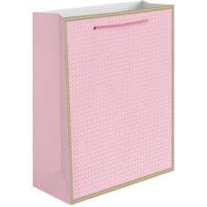 Пакет подарочный, 210гр, Золотой кант, Дизайн №3, Розовый, 32*26*10 см, 1 шт., 504927